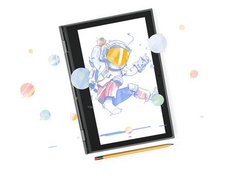 Tablet mit Astronaut Illustration